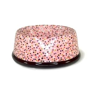 Pink Polka Dot Handmade Ceramic Vintage Dog Bowl